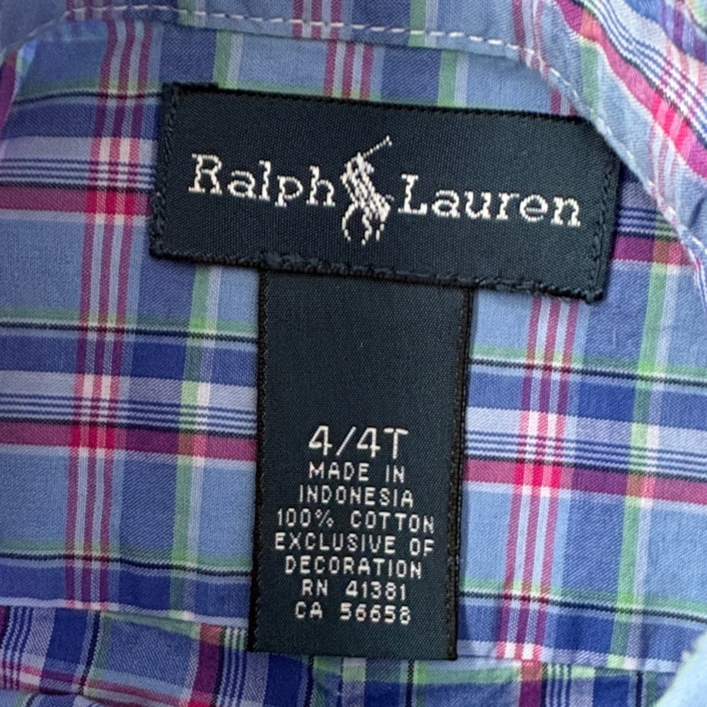 Ralph Lauren Boys Plaid Shirt 4t - Picture 3 of 4